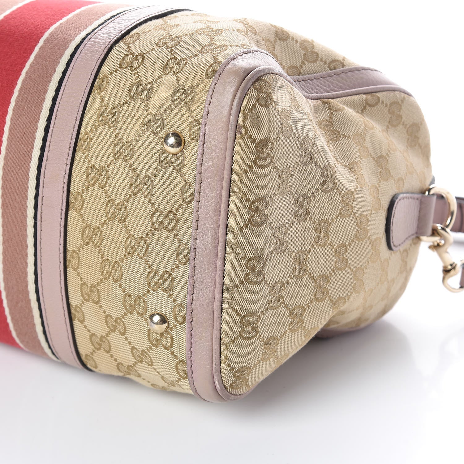 Gucci Monogram Selleria Calfskin Vintage Web Medium Boston New Sand Lilas 10 of 10