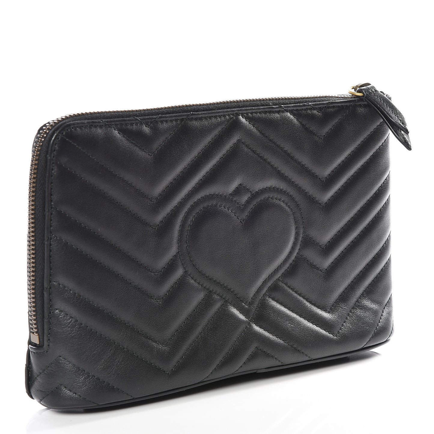 Calfskin Matelasse GG Marmont Zip Pouch Black