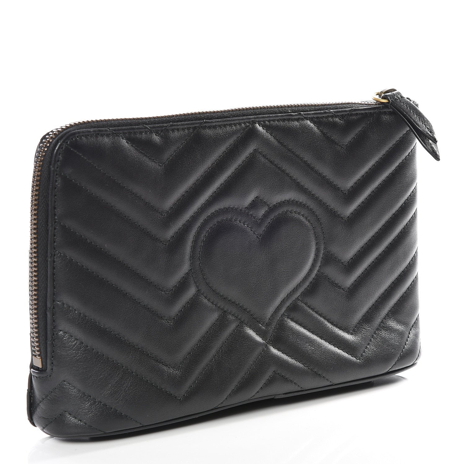 Gucci Calfskin Matelasse GG Marmont Zip Pouch Black 2 of 8