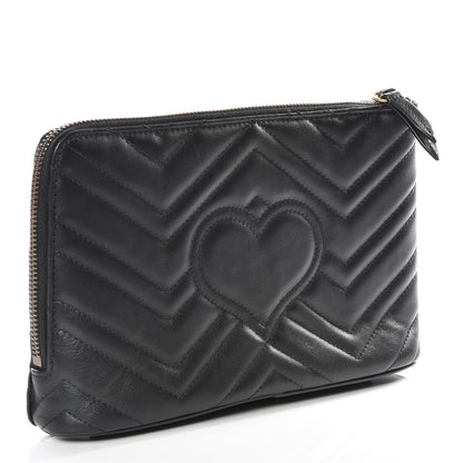 Gucci Calfskin Matelasse GG Marmont Zip Pouch Black 2 of 8