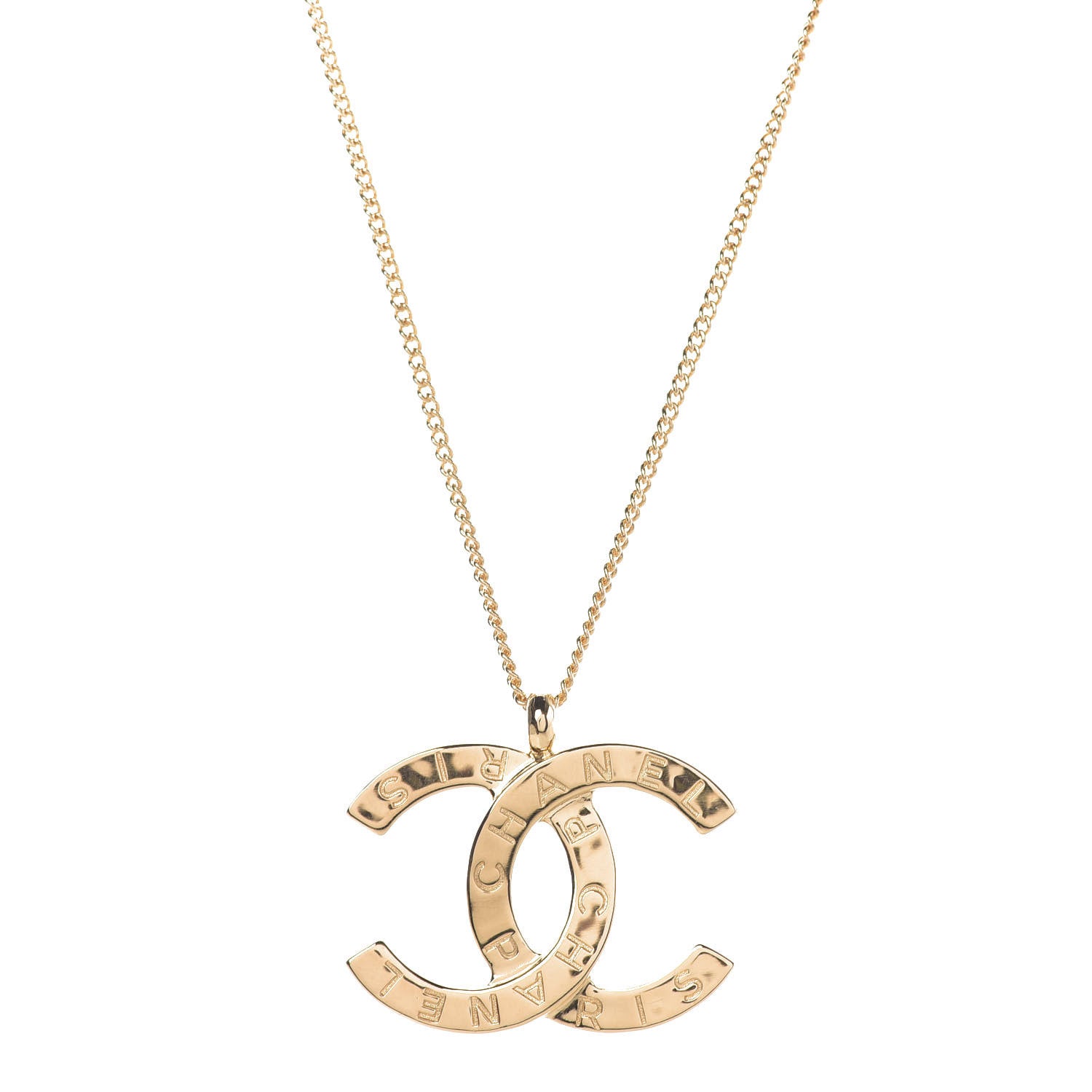 Chanel Metal CC Paris Button Necklace Gold 1 of 7