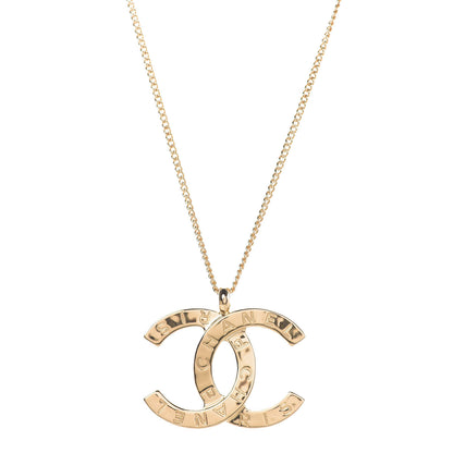 Chanel Metal CC Paris Button Necklace Gold 1 of 7