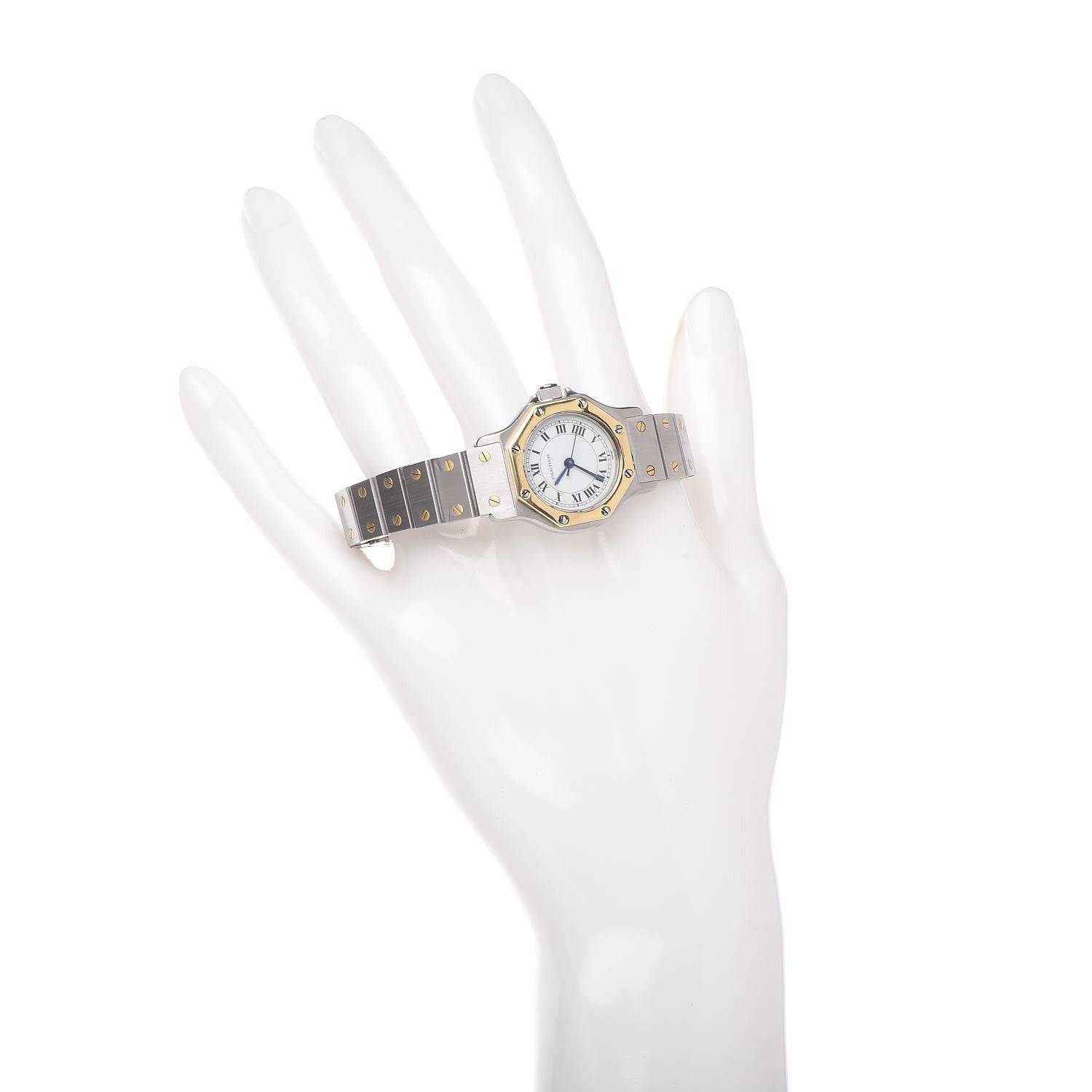Cartier Stainless Steel 18K Yellow Gold 25mm Santos Octagon Automatic Watch 2 of 7