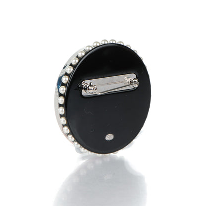 Chanel Metal Resin Pearl Emoji Brooch Silver White 3 of 4
