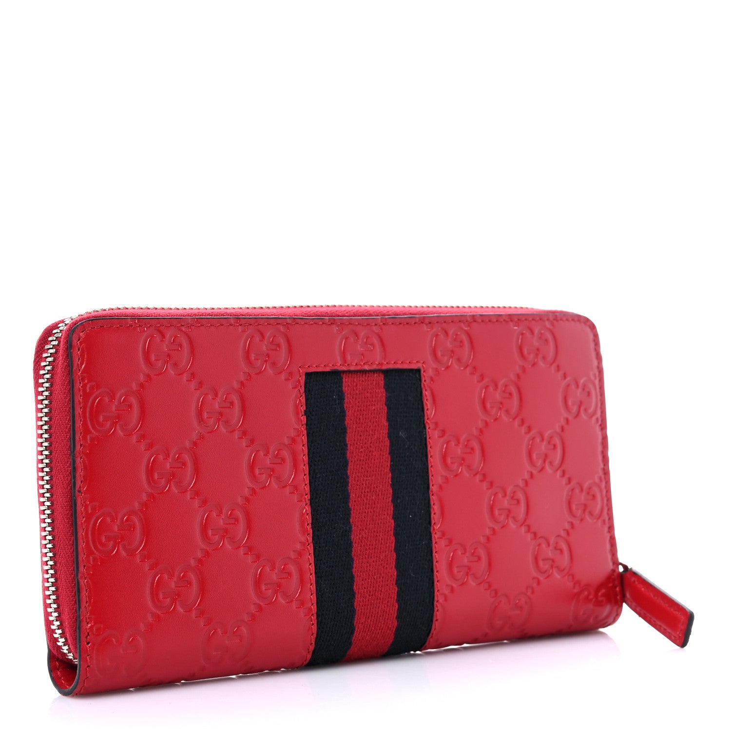 Gucci Guccissima Web Zip Around Wallet Red 3 of 6