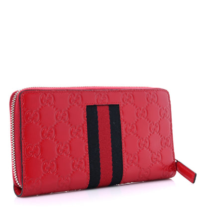 Gucci Guccissima Web Zip Around Wallet Red 3 of 6