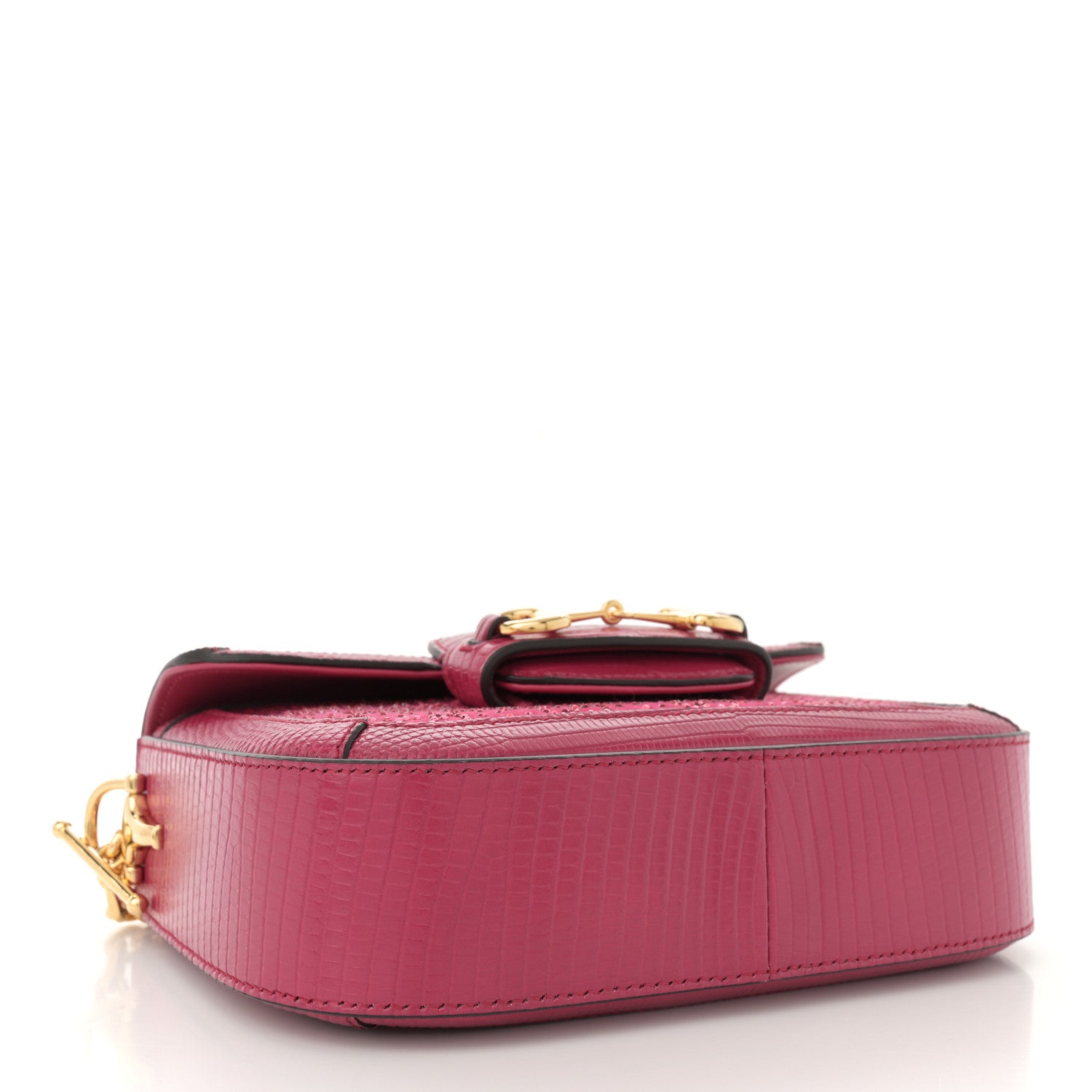 Gucci Canvas Calfskin Crystal GG Monogram Snakeskin Mini Horsebit 1955 Shoulder Bag Pink 4 of 11