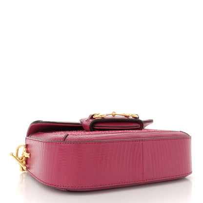 Gucci Canvas Calfskin Crystal GG Monogram Snakeskin Mini Horsebit 1955 Shoulder Bag Pink 4 of 11