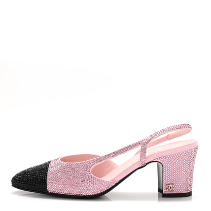 Chanel Strass Cap Toe CC Slingback Pumps 39 Pink Black 1 of 10