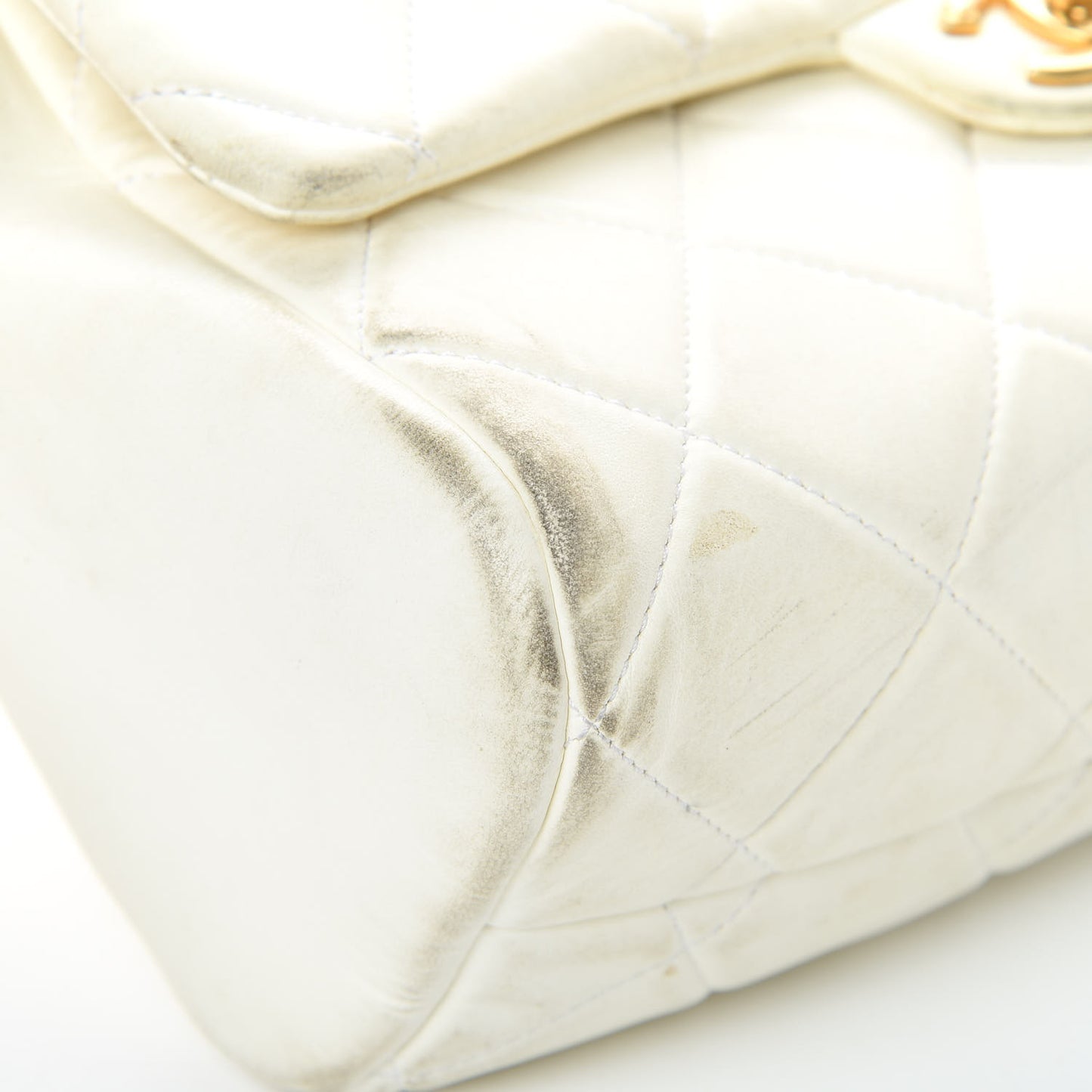 Lambskin Quilted Large Side-Packs White
