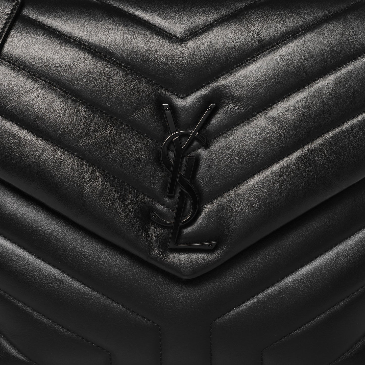 Calfskin Y Quilted Monogram Monochrome Medium Loulou Chain Satchel Black