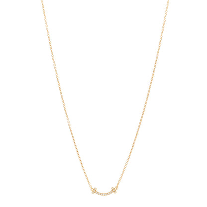 Tiffany 18K Yellow Gold Diamond Mini T Smile Pendant Necklace 1 of 4