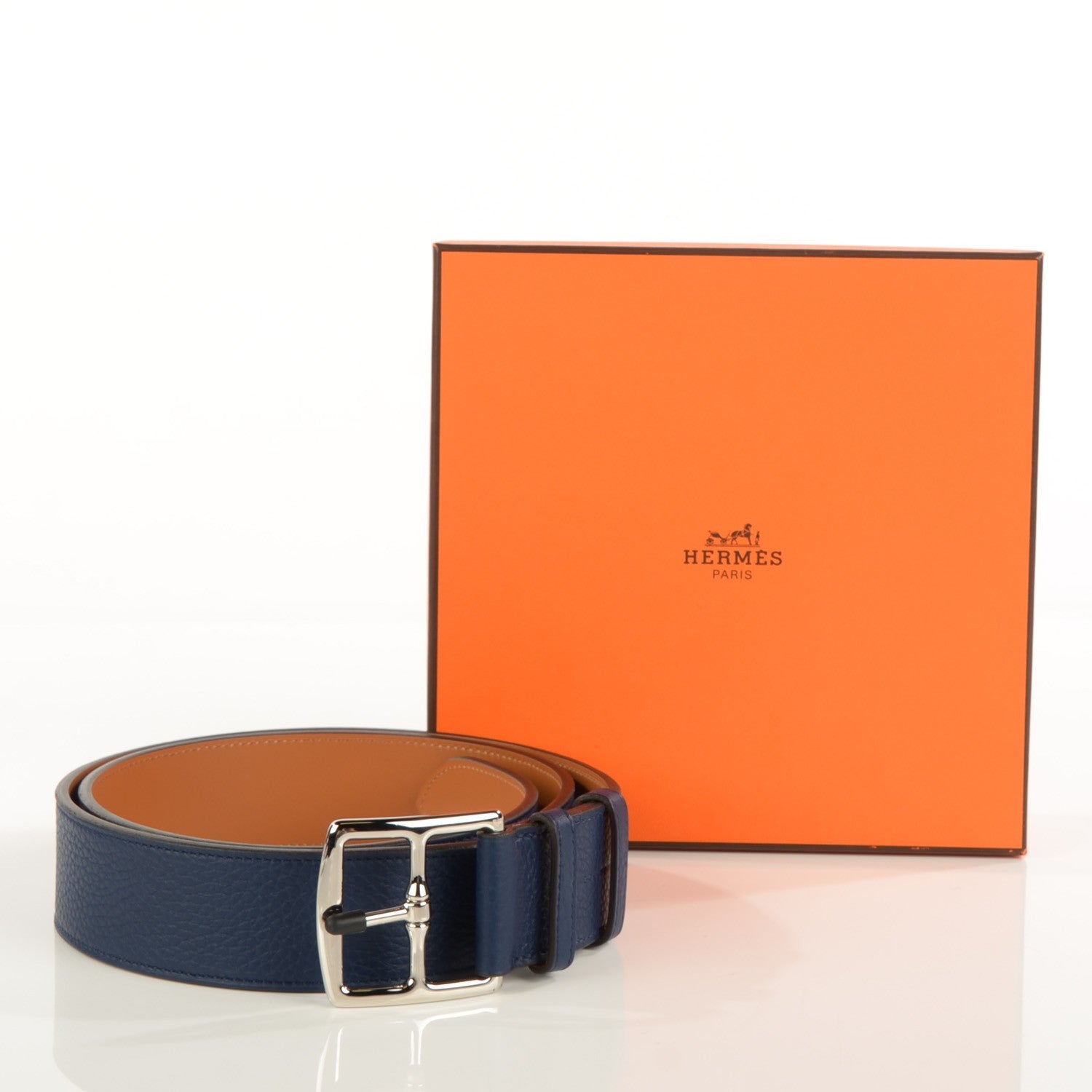 Hermes Taurillon Clemence 40mm Mens Etriviere Belt Bleu Saphir 110 4 of 7