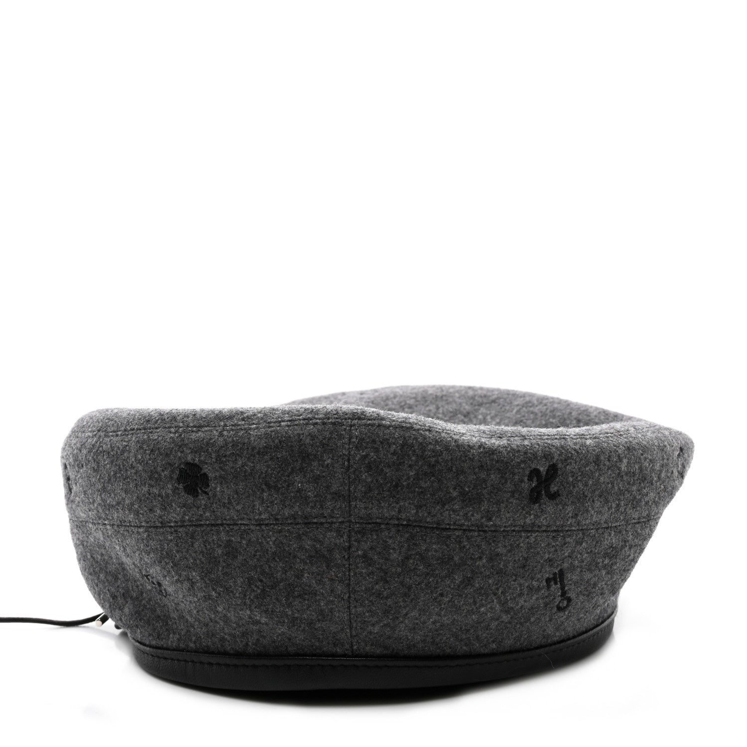 Hermes Cashmere Lambskin Saint-Honore Charms Beret 57 Charbon 5 of 8