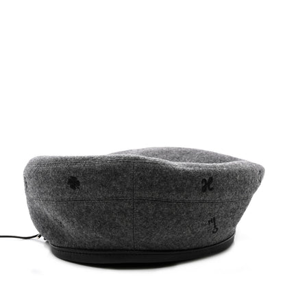 Hermes Cashmere Lambskin Saint-Honore Charms Beret 57 Charbon 5 of 8