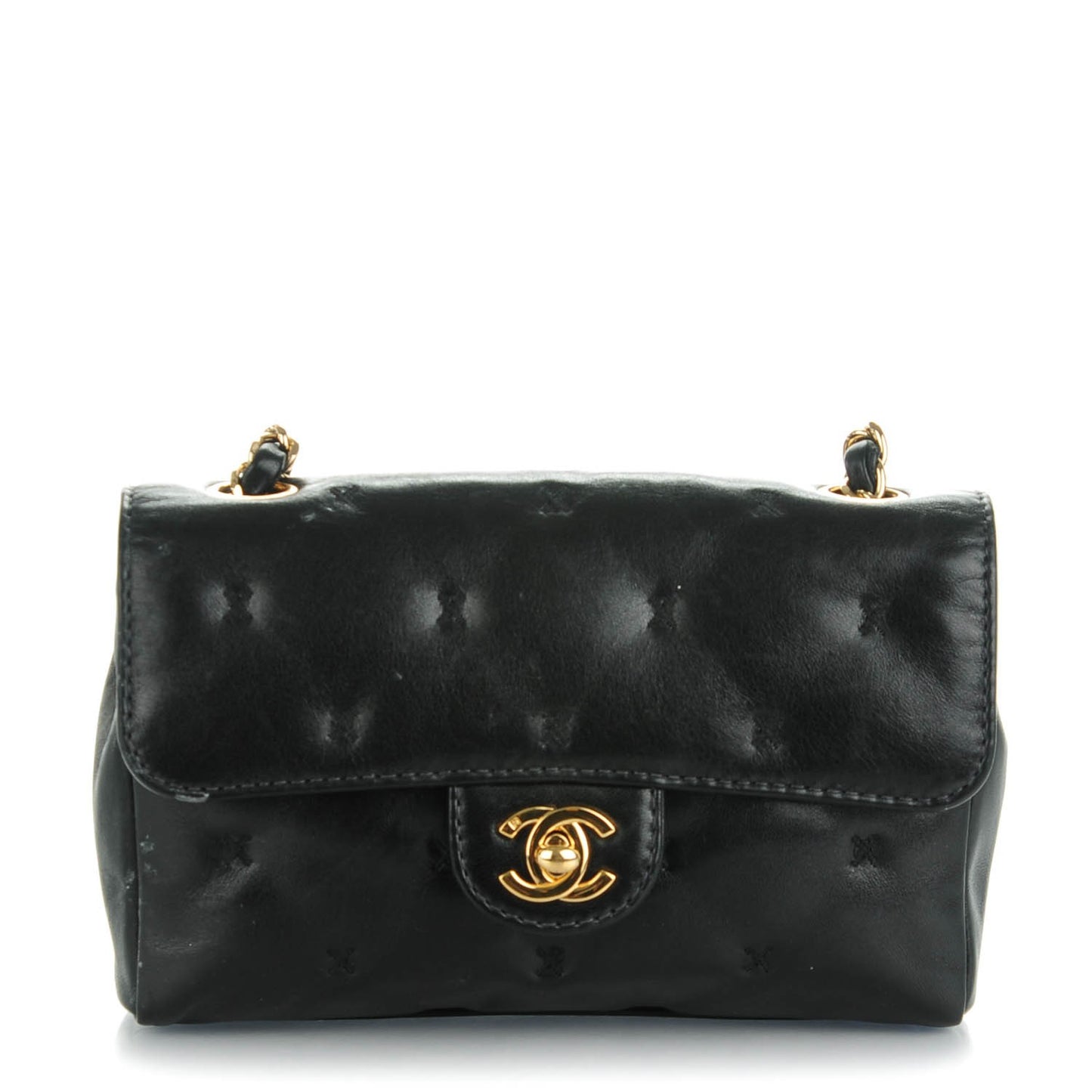Lambskin Stitched Mini Flap Black