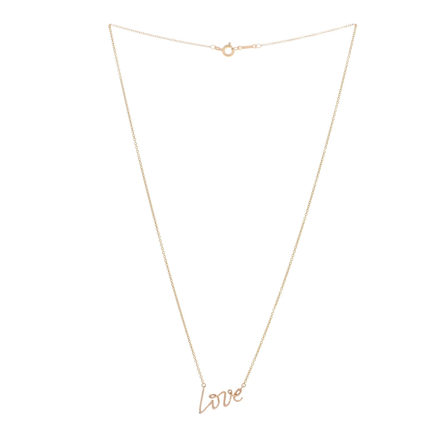Tiffany 18K Yellow Gold Paloma's Graffiti Love Pendant Necklace 3 of 4