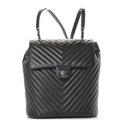Chanel Calfskin Chevron Quilted Large Urban Spirit Backpack Black 1 of 16