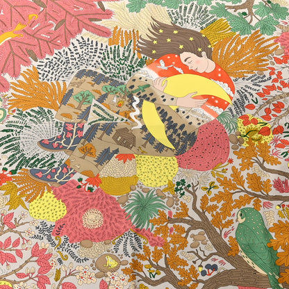 Hermes Silk Dans Les Bras De Selene Scarf 90 Vert Jaune Corail 3 of 8