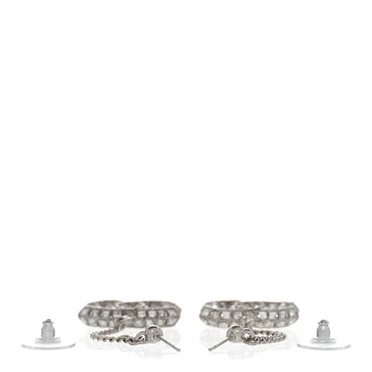 Chanel Baguette Crystal CC Drop Earrings Silver 3 of 5