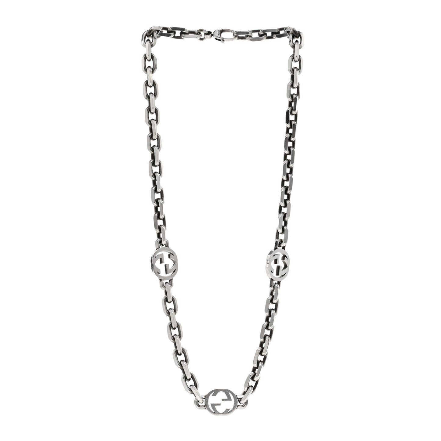 Sterling Silver Interlocking GG Chain Necklace