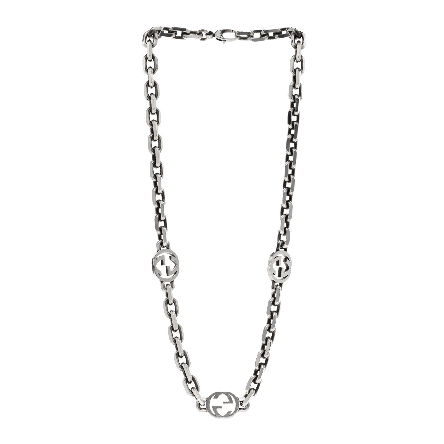 Gucci Sterling Silver Interlocking GG Chain Necklace 3 of 4
