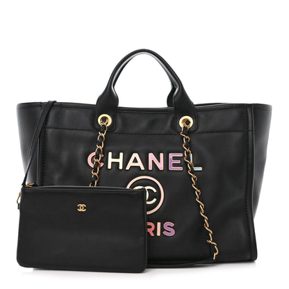 Chanel Calfskin Medium Deauville Tote Black Multicolor 1 of 16