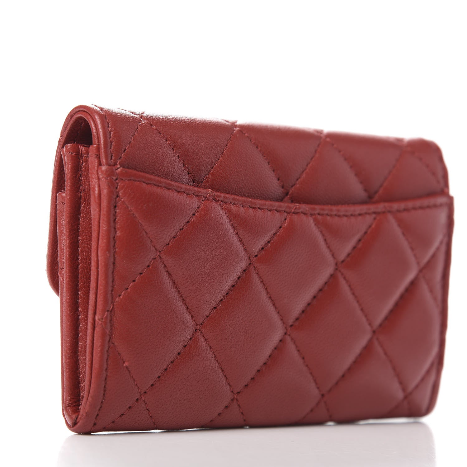 Chanel Lambskin Quilted Flap Card Holder Wallet Red 3 of 8
