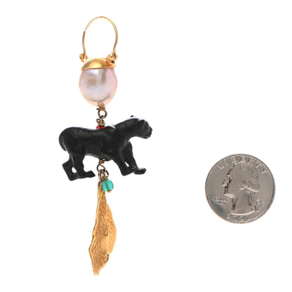 Christian Dior Pink Fresh Pearl Animal Earring Gold Black 2 of 4
