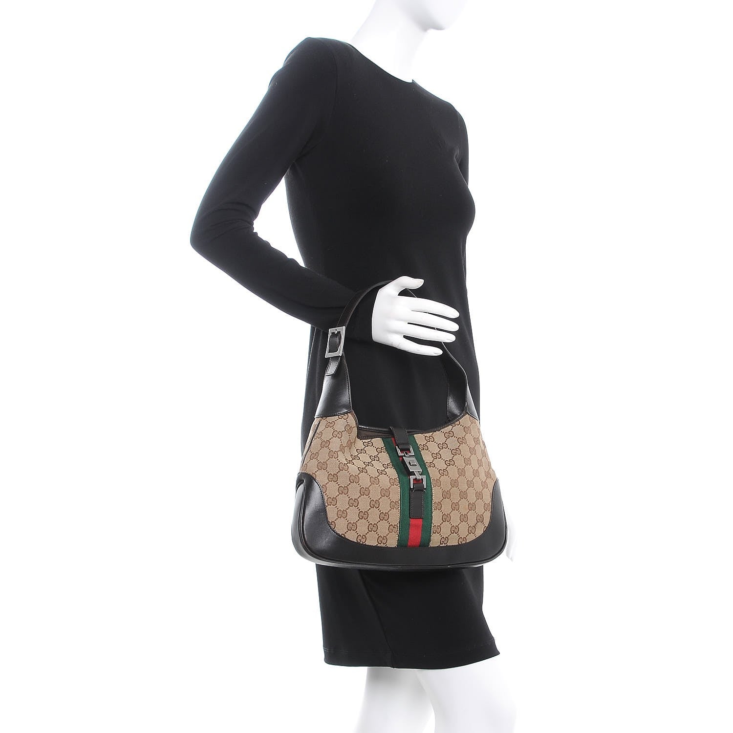 Gucci Monogram Web Jackie O Hobo Dark Brown 2 of 13