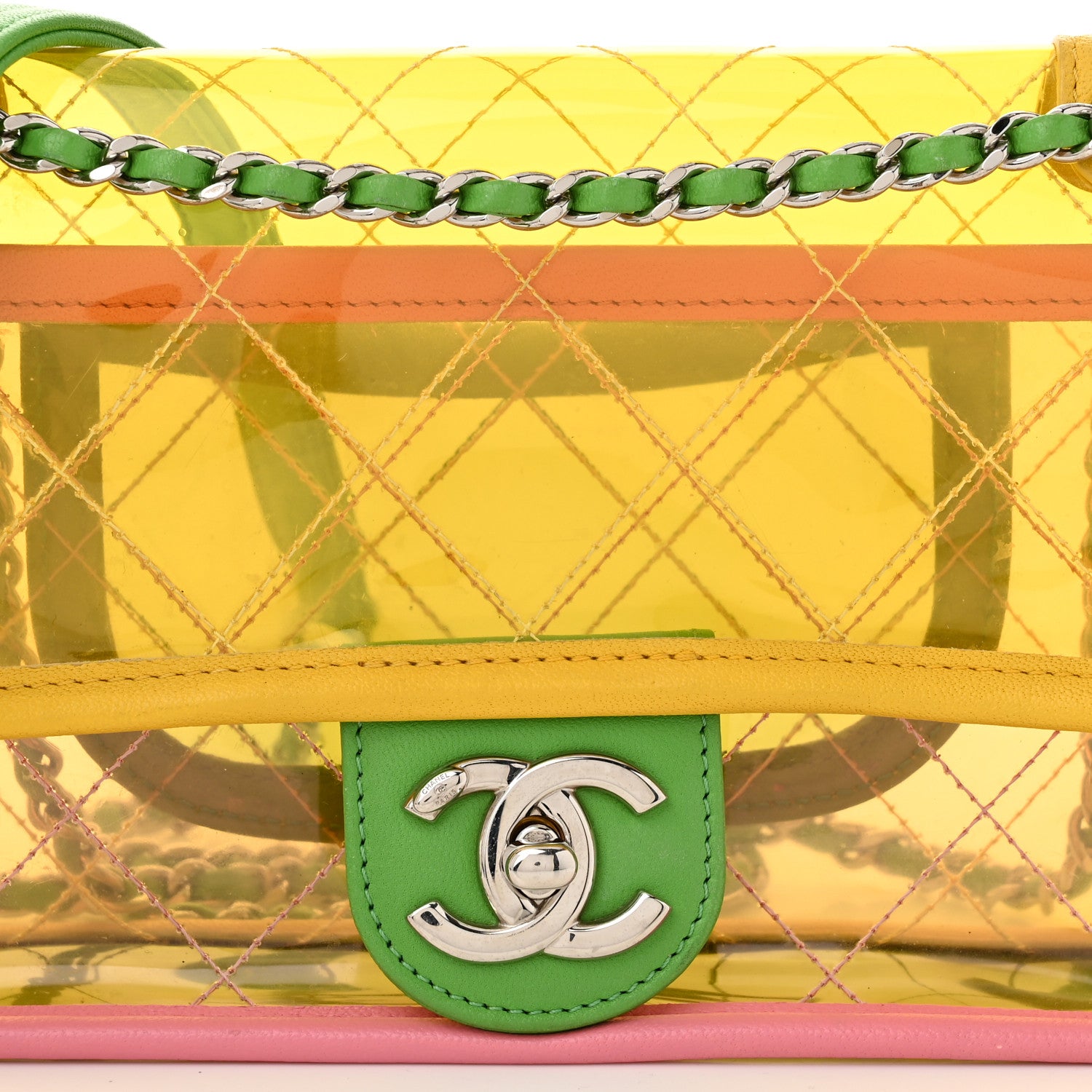 Chanel Lambskin PVC Quilted Mini Coco Splash Flap Yellow Green Pink 8 of 11