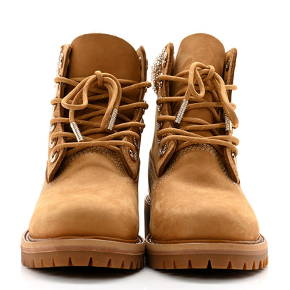 Jimmy Choo X TIMBERLAND Nubuck Swarovski Crystal Womens Ankle Boots 5.5 Wheat 2 of 9