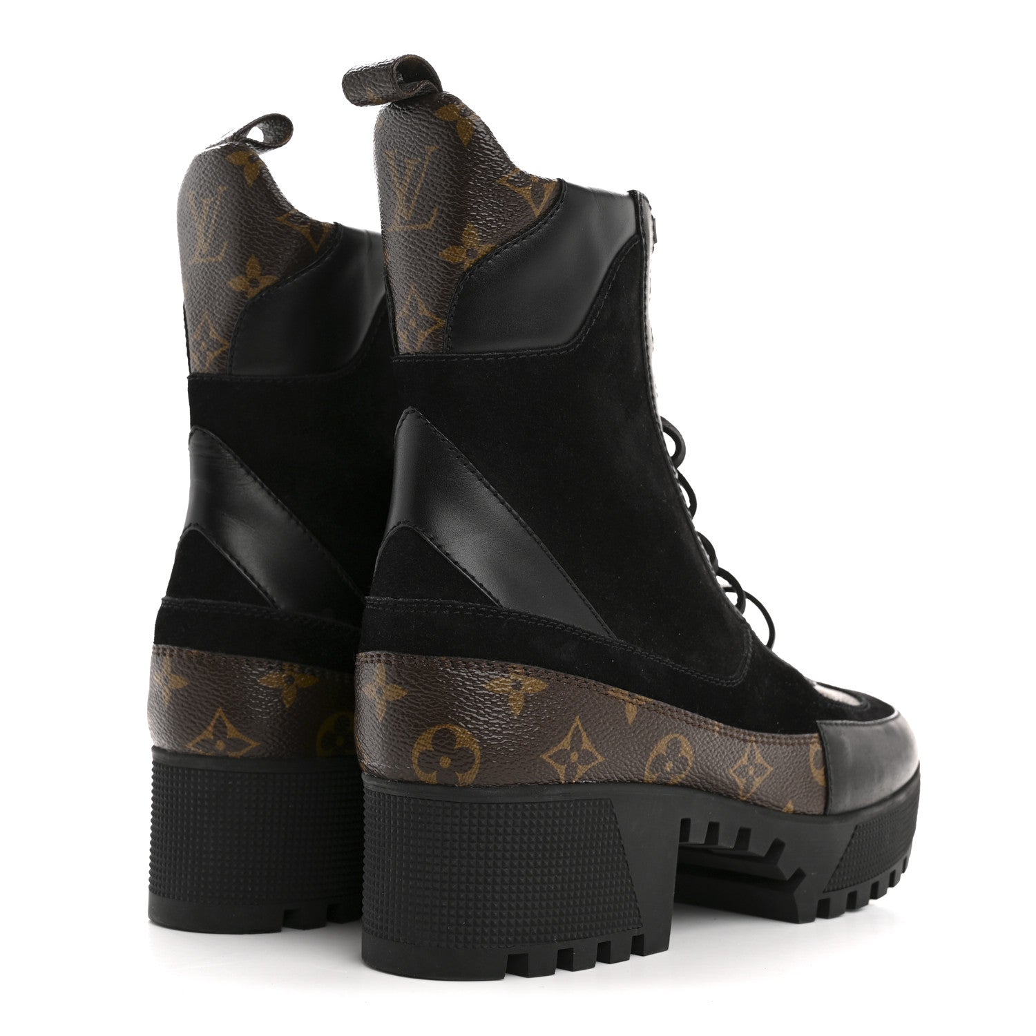 Louis Vuitton Suede Calfskin Monogram Laureate Platform Desert Boots 41 Black 5 of 10