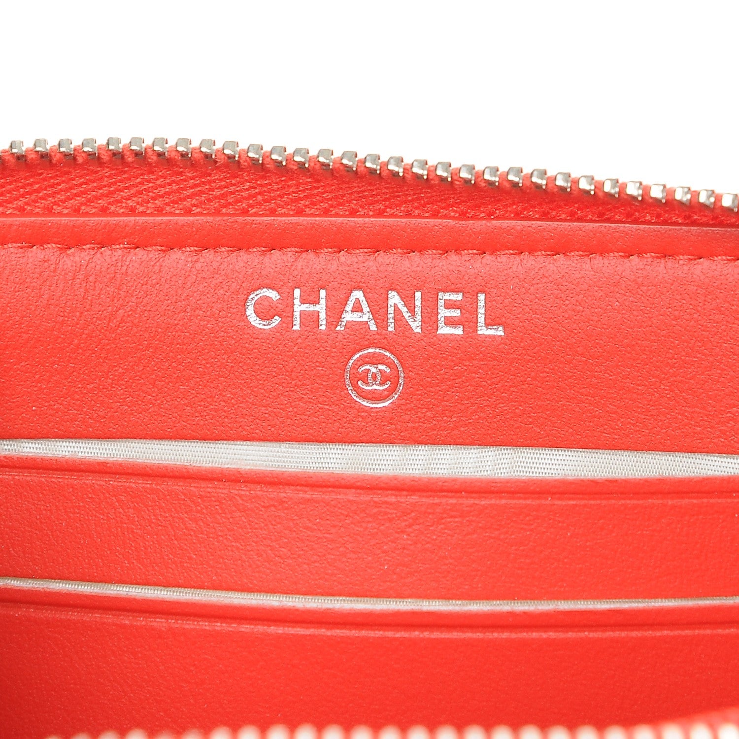 Chanel Caviar Chevron Quilted Small Zip Around Wallet Red 6 of 9