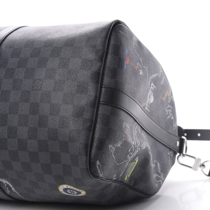Louis Vuitton Damier Graphite World Map Keepall Bandouliere 50 9 of 12