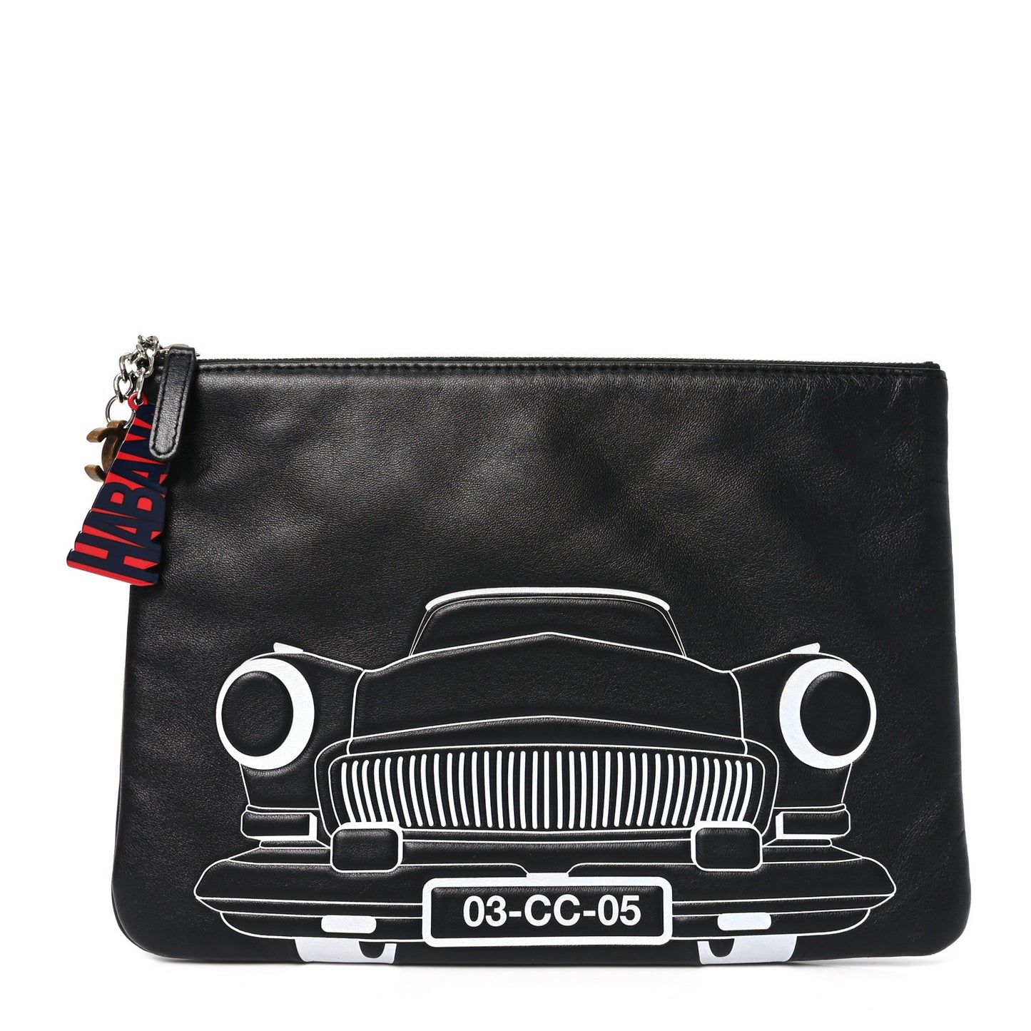 Lambskin Medium Cuba Car Cosmetic Case Black