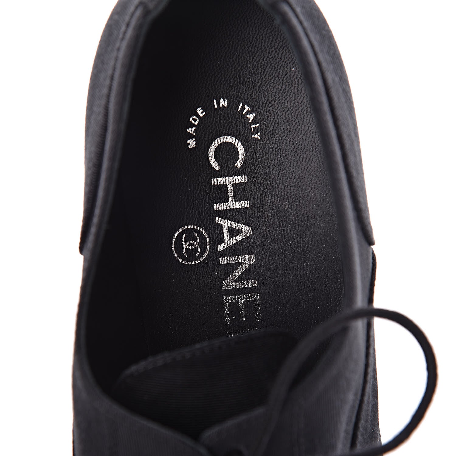 Chanel Grosgrain Pearl Bow CC Oxford Lace Up Booties 37.5 Black 7 of 10