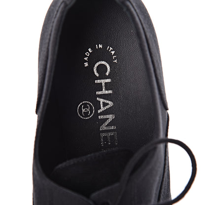 Chanel Grosgrain Pearl Bow CC Oxford Lace Up Booties 37.5 Black 7 of 10