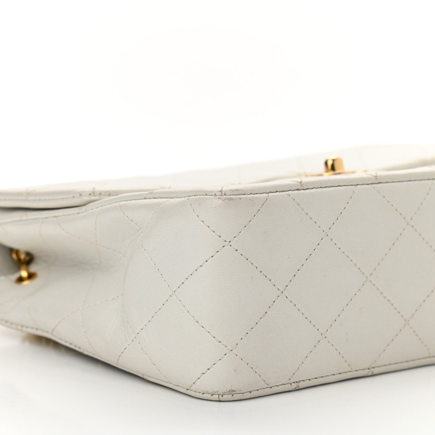 Lambskin Quilted Mini Square Flap White