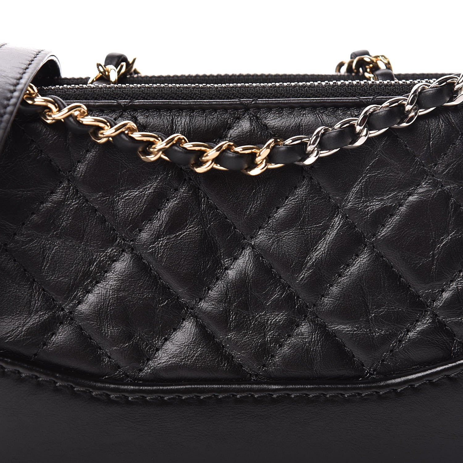Chanel Aged Calfskin Quilted Small Gabrielle Clutch With Chain Black 11 of 14