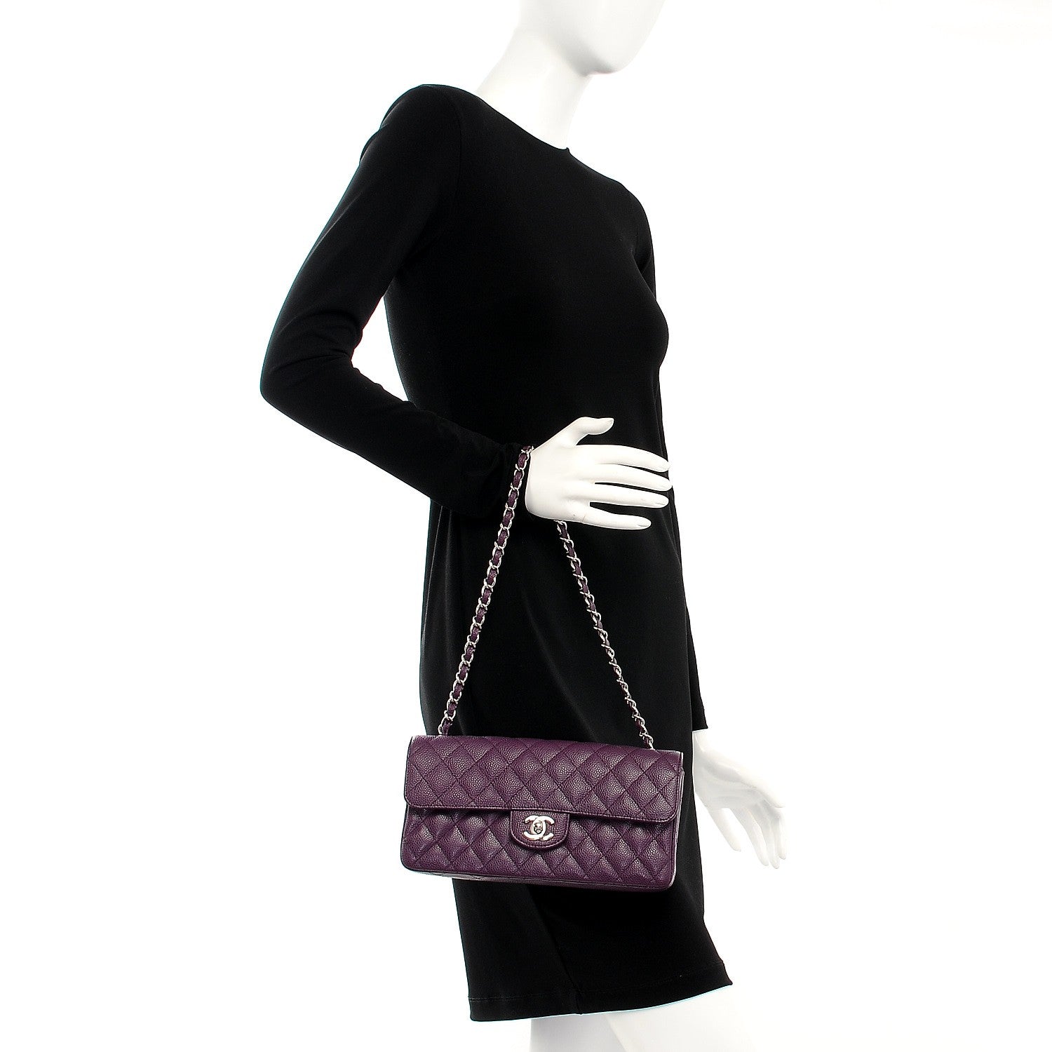 Chanel Caviar Quilted East West Flap Dark Purple 2 of 7