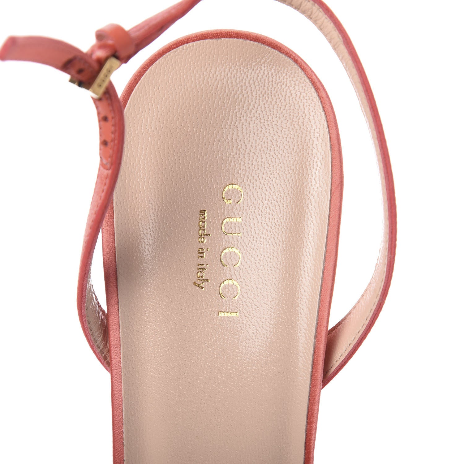 Gucci Tulle Ruffle Mid Heel Slingback Sandals 40 Peach White 6 of 10