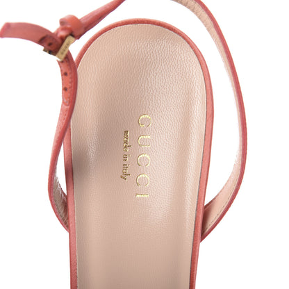 Gucci Tulle Ruffle Mid Heel Slingback Sandals 40 Peach White 6 of 10