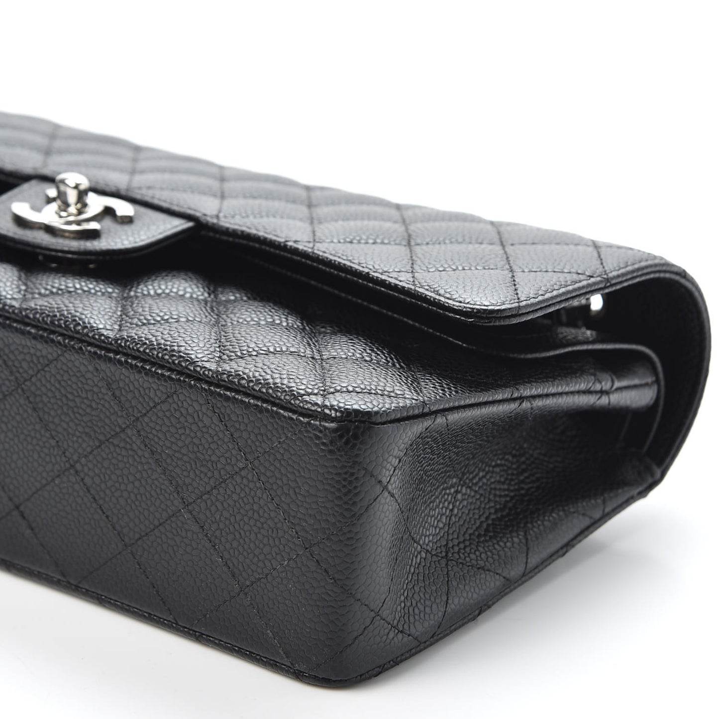 Caviar Quilted Medium Double Flap Black