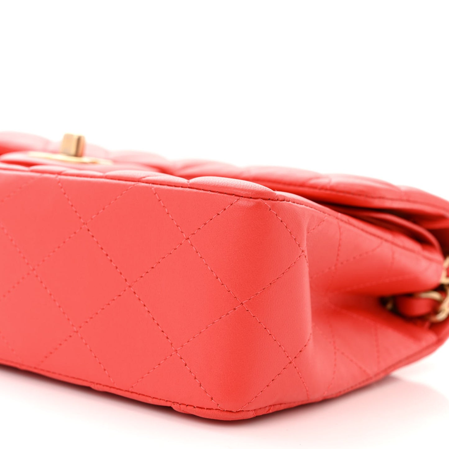 Lambskin Quilted Small Double Flap Red