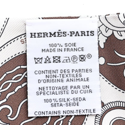 Hermes Silk Festival Des Amazones Bandana Fringed Twilly Craie Brun 3 of 4