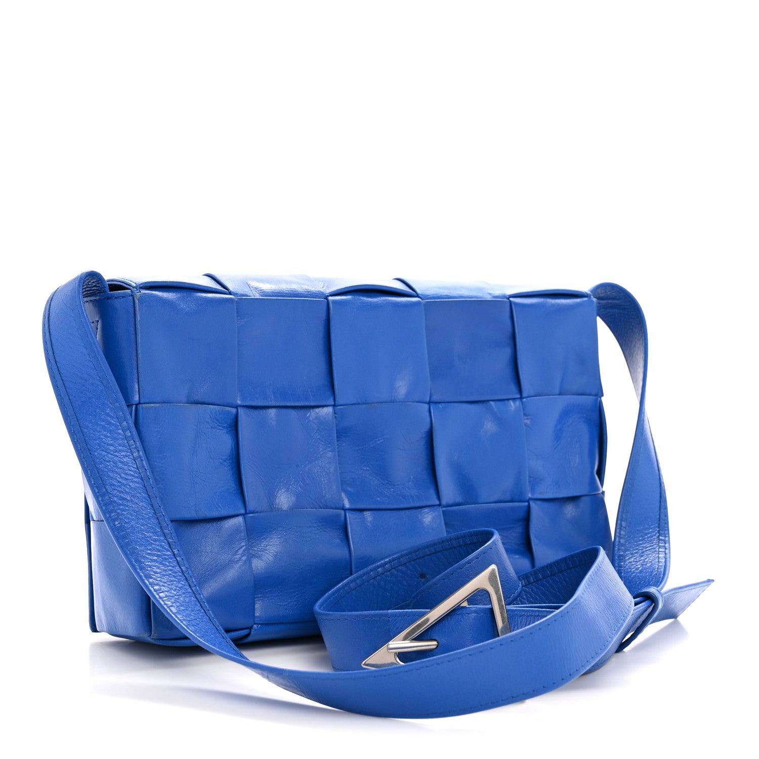 Bottega Veneta Paper Calfskin Maxi Intreccio Cassette Crossbody Bag Cobalt 3 of 15
