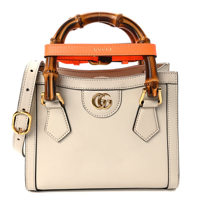Gucci Wonka Grain Calfskin Mini Diana Tote Bag Mystic White Orange Fluo 1 of 11