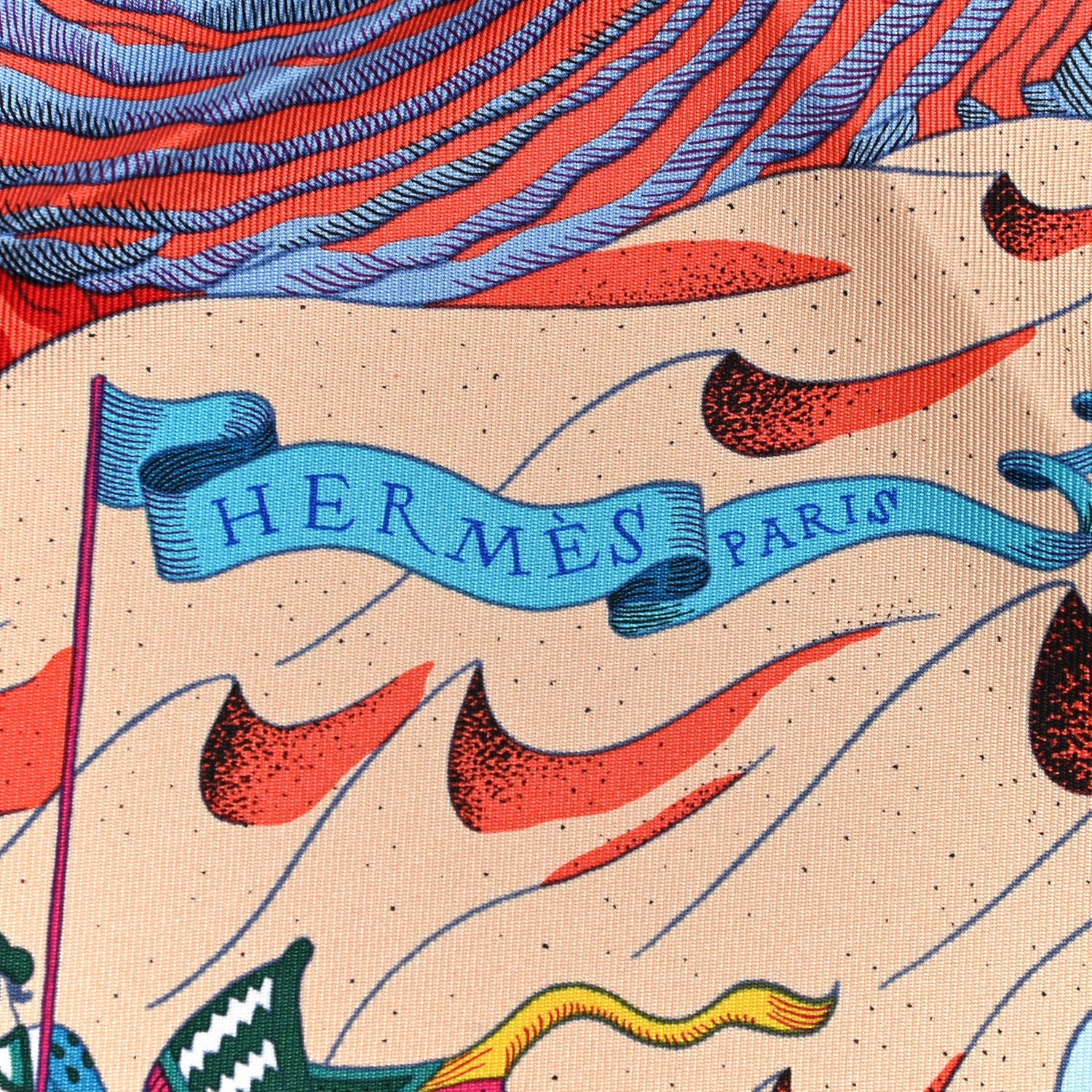 Hermes Silk Cosmographia Universalis Scarf 90 Corail Vert Jaune 2 of 6