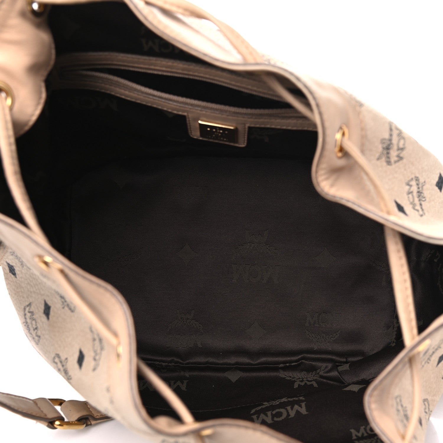 MCM Visetos Essential Drawstring Bucket Bag Beige 6 of 20